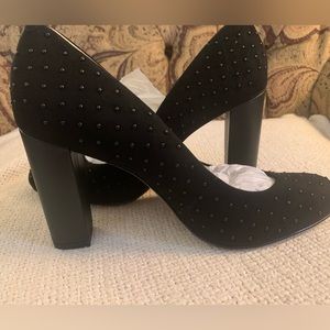 Ann Taylor Neve Studded Block Heel Black Size 7.5 Style 356149 NEW WITH BOX